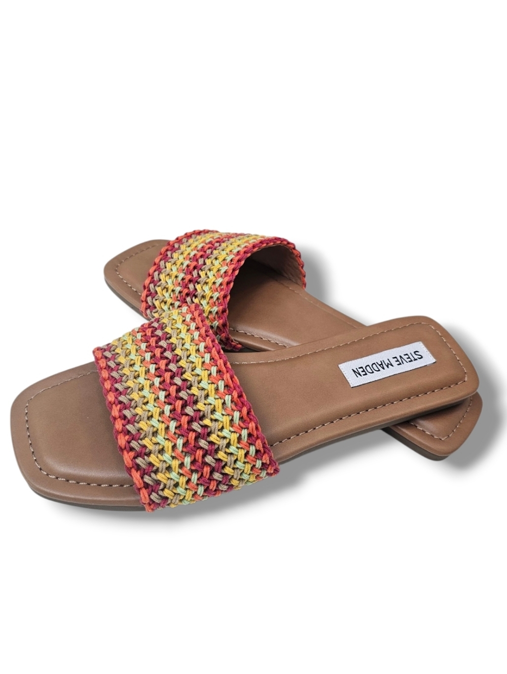 Steve Madden Multicolor Woven Slide Sandals - Red/Yellow